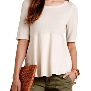 Anthropologie MOTH Meri Skirted Pullover Peplum Sweater Top Cream Size Medium